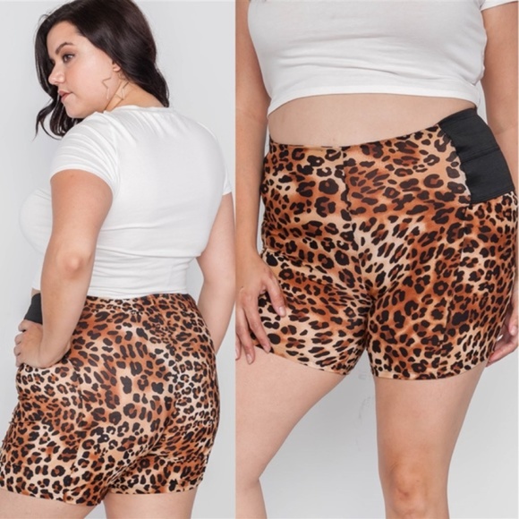 Shorts | Plus Size Leopard Biker Shorts W Waist Extenders | Poshmark
